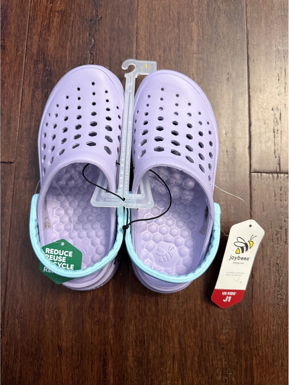 Joybees Kids' J1 Purple and Aqua Slip-On Clogs, Size US J1